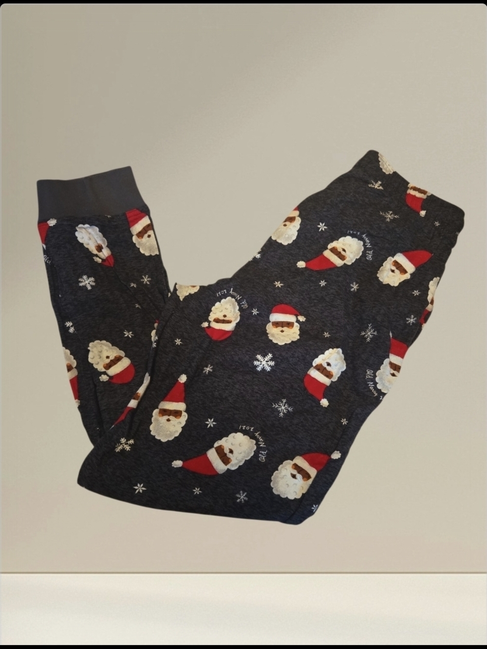 Old Navy Dark Gray Santa Print Lounge Pants-Size SM EUC